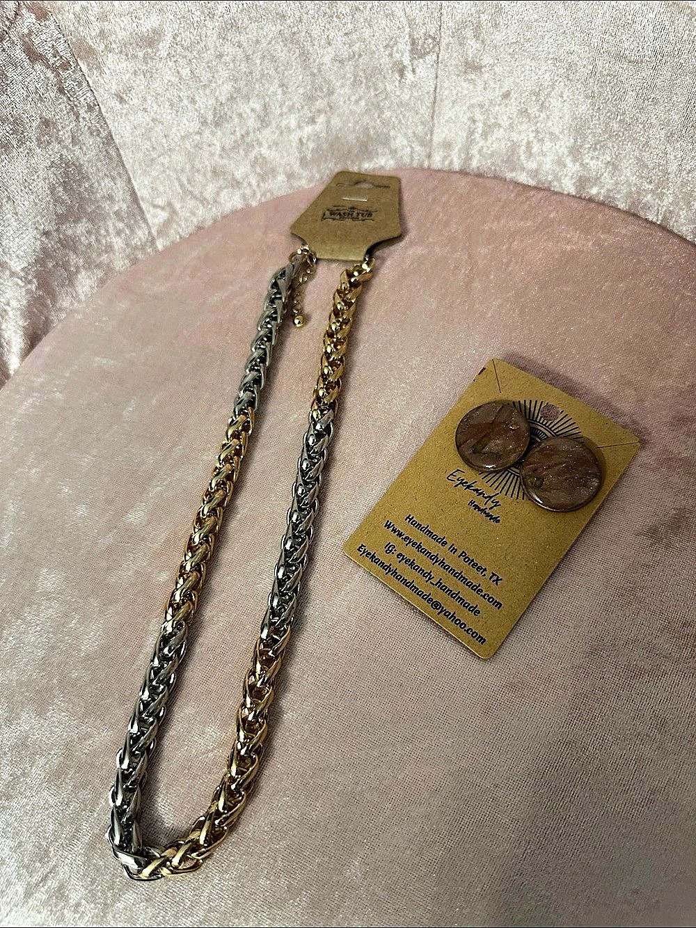Eyekandy Handmade Two-Tone Chain Necklace & Earrings NWT